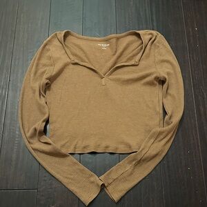 PacSun Tan Ribbed Long Sleeve Top